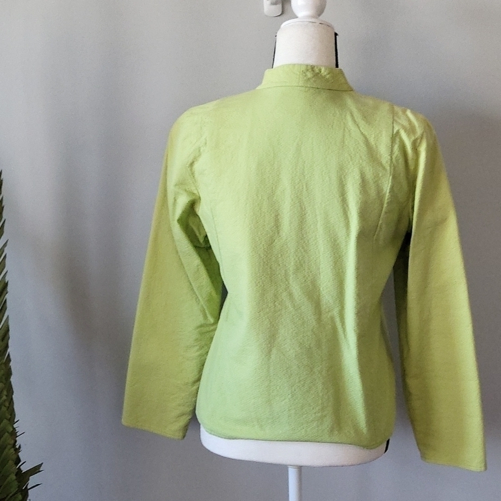 Eileen Fisher spring green straight collar full zip long sleeve lined jacket - Picture 4 of 12